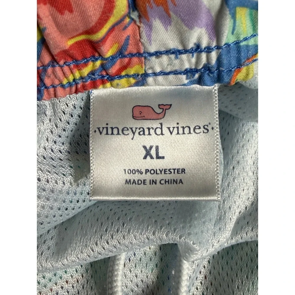 Vineyard Vines Mens XL Blue Tropical Floral Seashell Swim Trunks Beach Resort